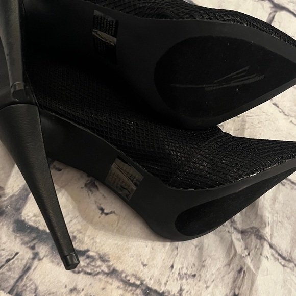 Chic Black Mesh Heeled Boots - Picture 9 of 12